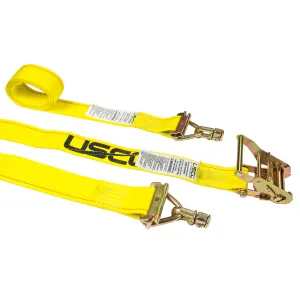 2" x 12' Yellow E-Track Ratchet Strap | Double Stud & Spring E-Fittings