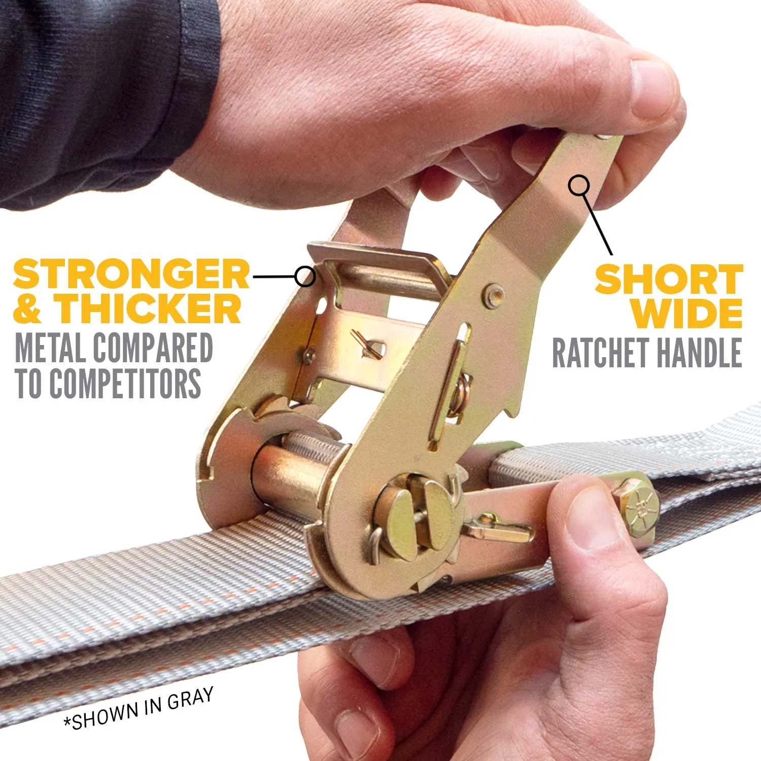 2" x 12' Yellow E-Track Ratchet Strap | Double Stud & Spring E-Fittings