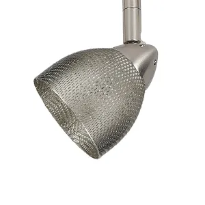 4 87" Tall Serpentine Track Head with Shade in Brushed Steel with Mesh Brushed Steel Glass
