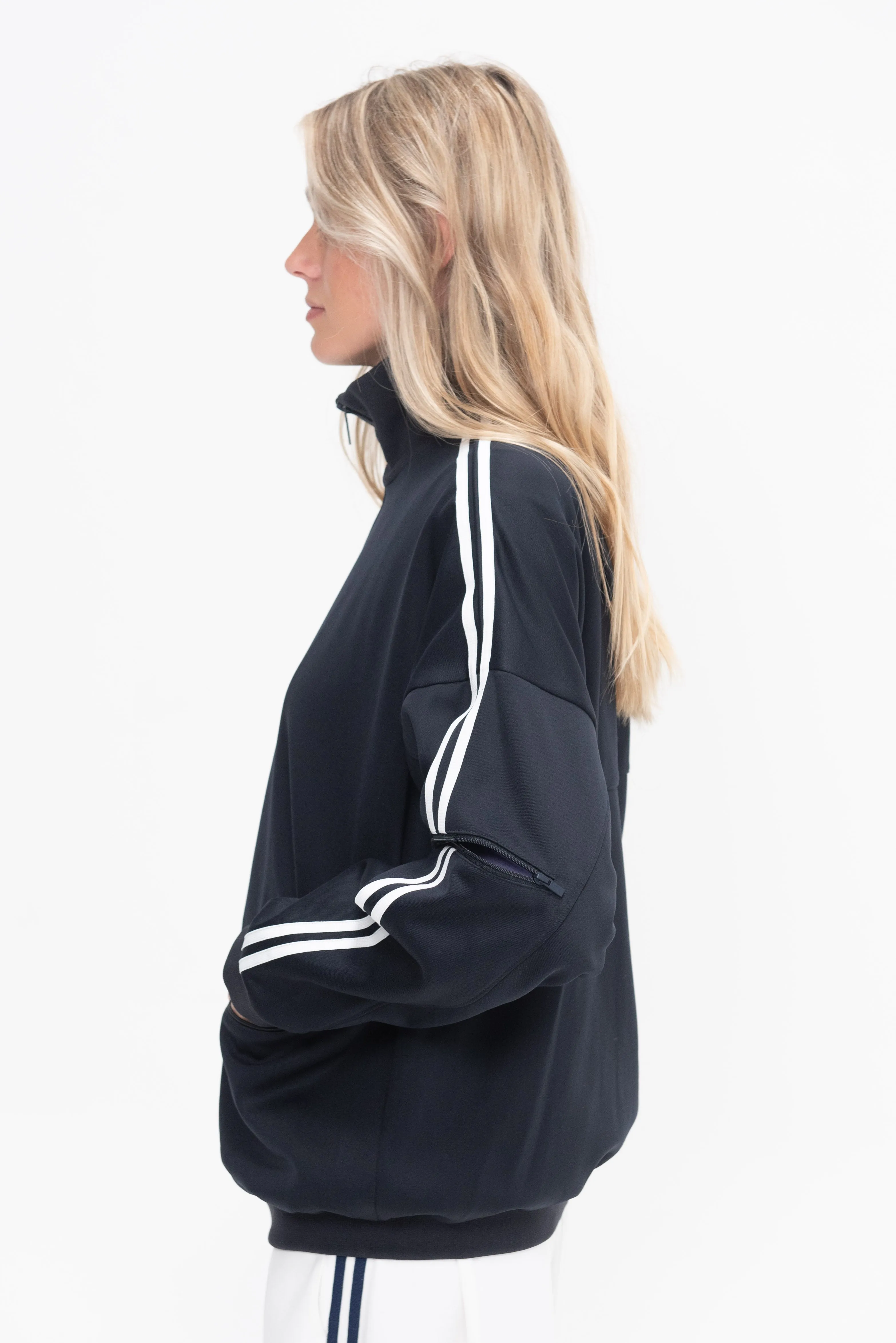 Active Knit Zipper Detailed Track Jacket, Navy