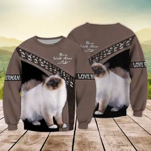 Birman Cat Never Walk Alone 3D Full Print, Christmas Cat Shirt