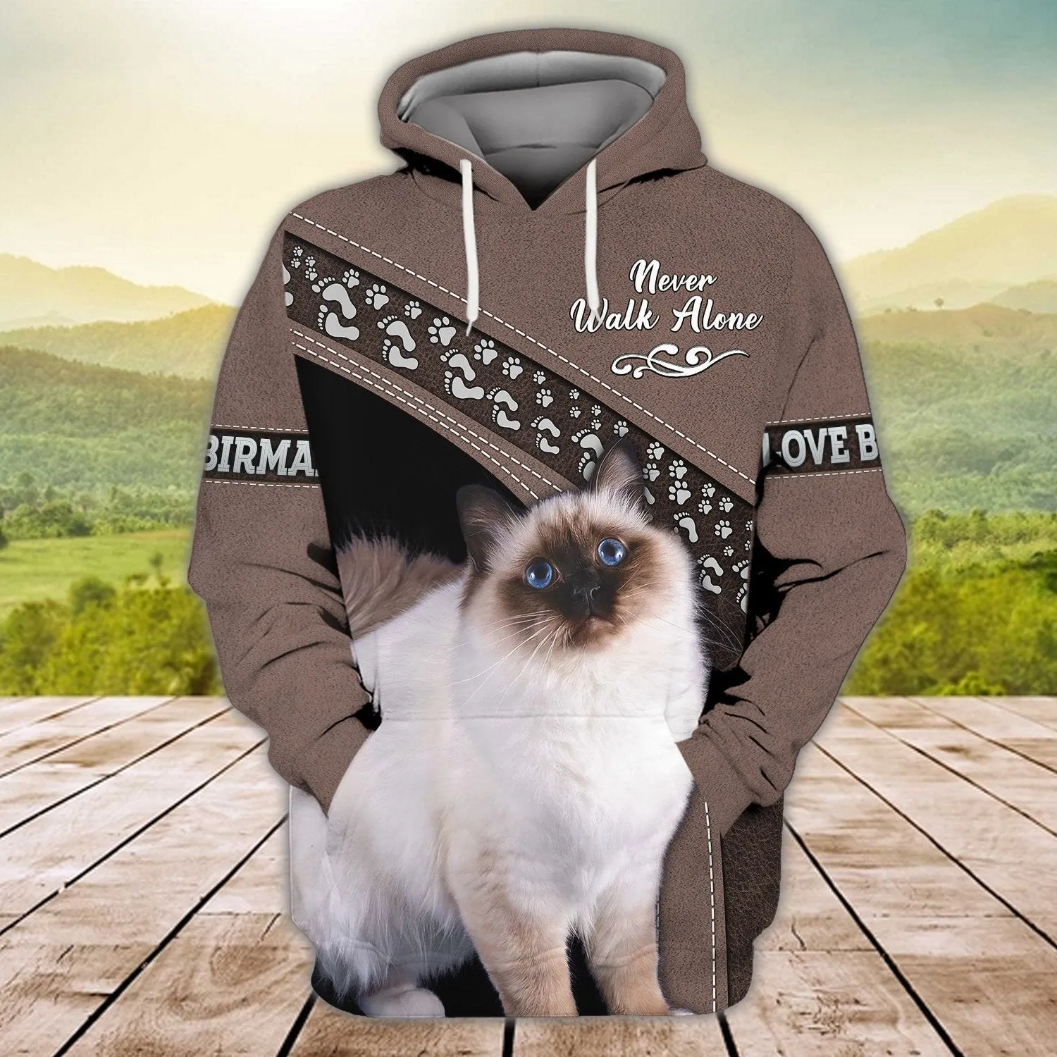 Birman Cat Never Walk Alone 3D Full Print, Christmas Cat Shirt