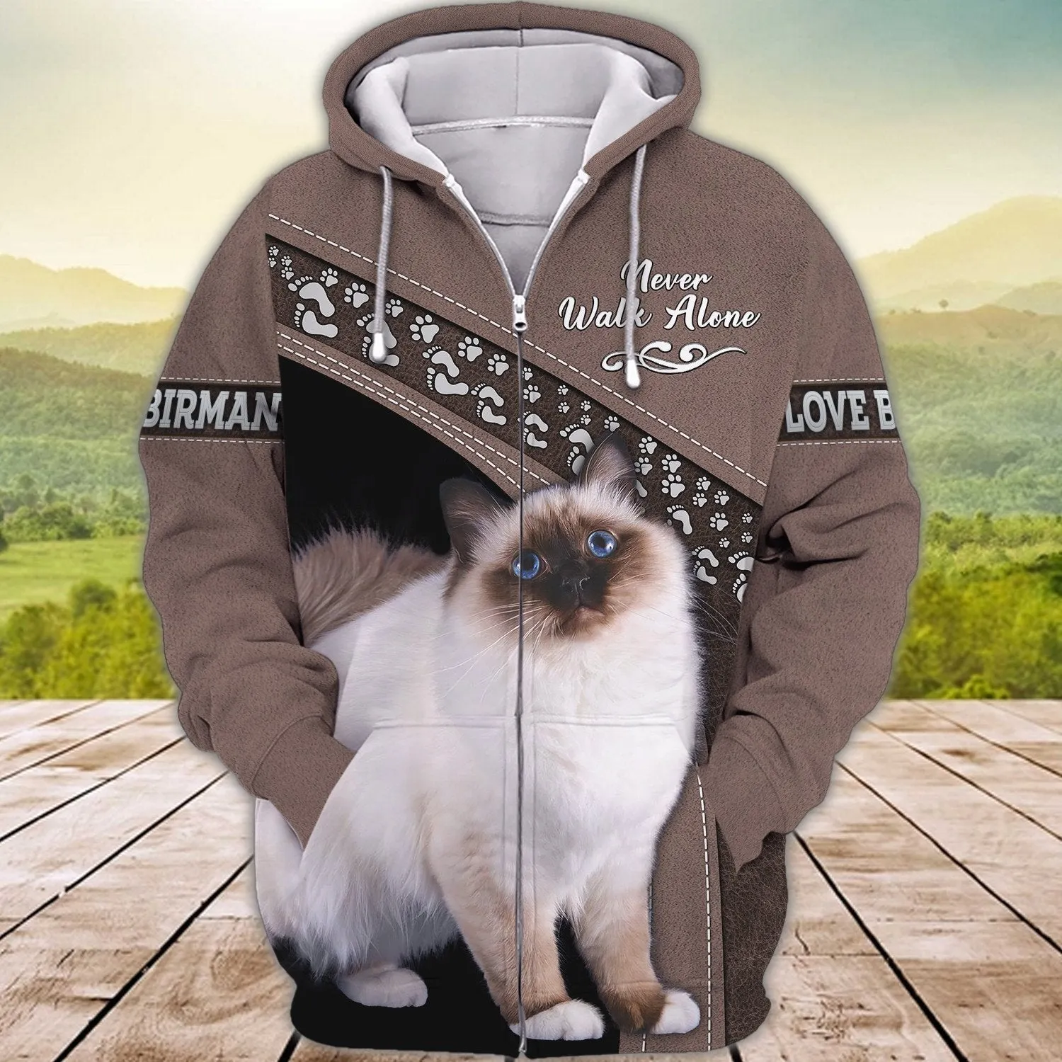 Birman Cat Never Walk Alone 3D Full Print, Christmas Cat Shirt