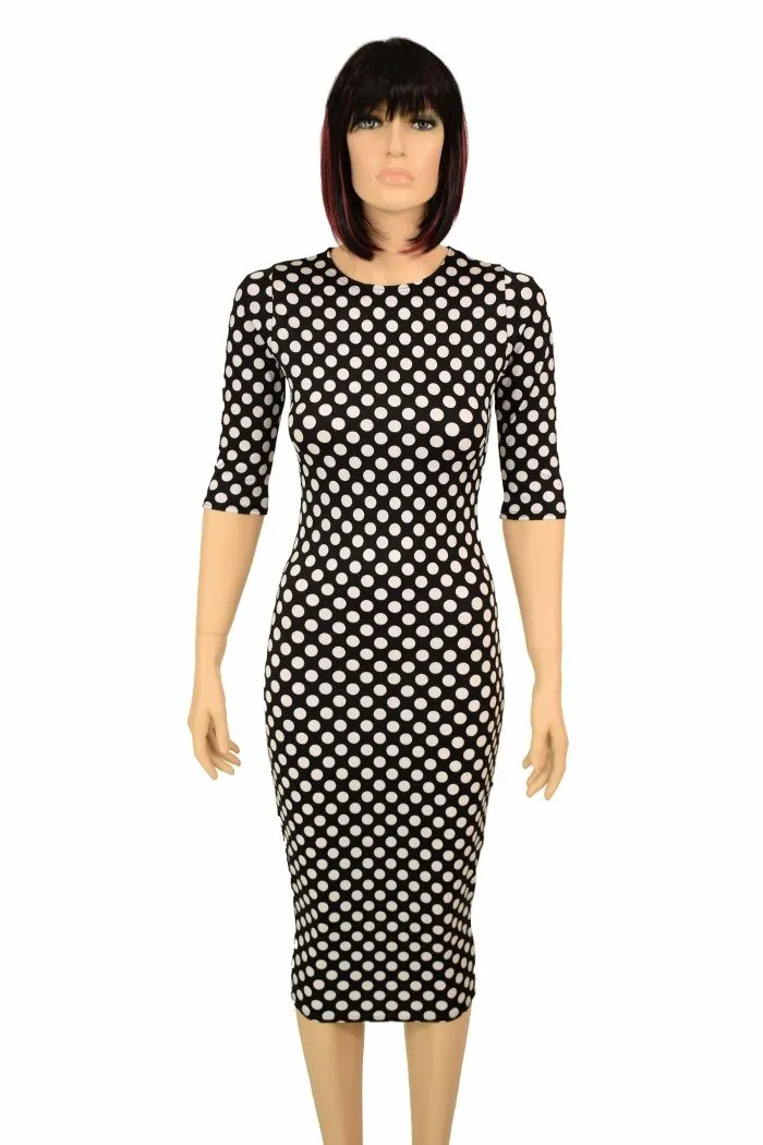 Black & White Polka Dot Wiggle Dress