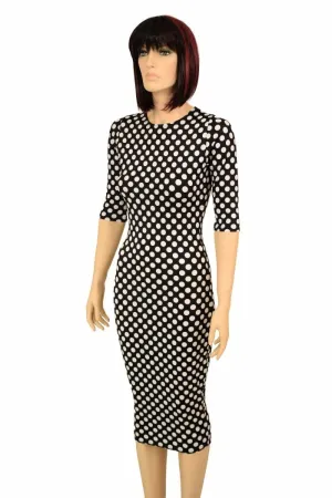 Black & White Polka Dot Wiggle Dress