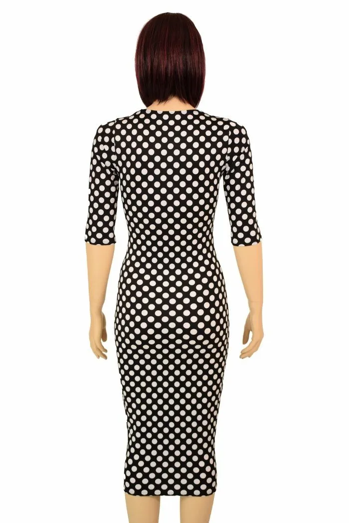 Black & White Polka Dot Wiggle Dress
