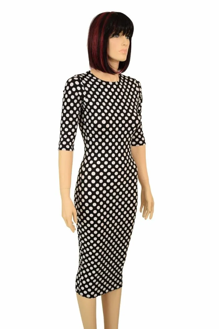 Black & White Polka Dot Wiggle Dress