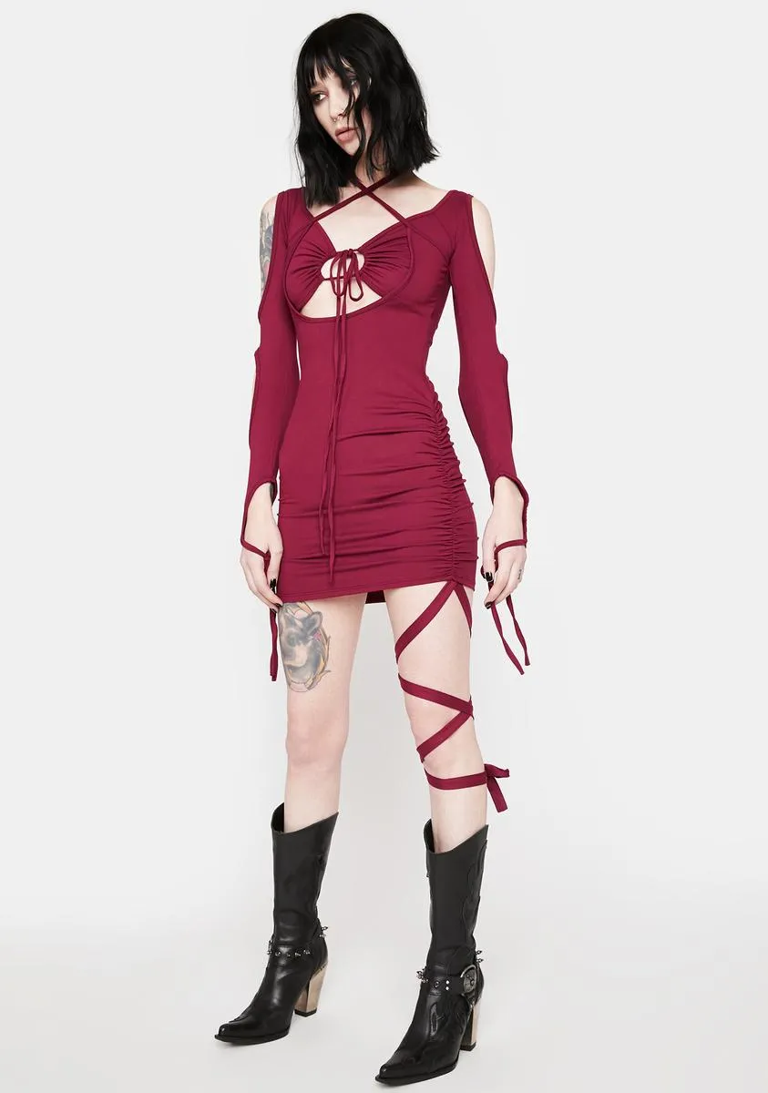 Bordeaux Hurry Back Soon Mini Dress