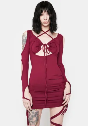 Bordeaux Hurry Back Soon Mini Dress