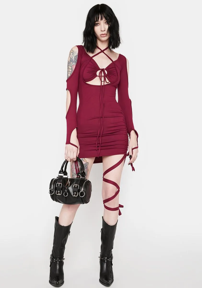 Bordeaux Hurry Back Soon Mini Dress