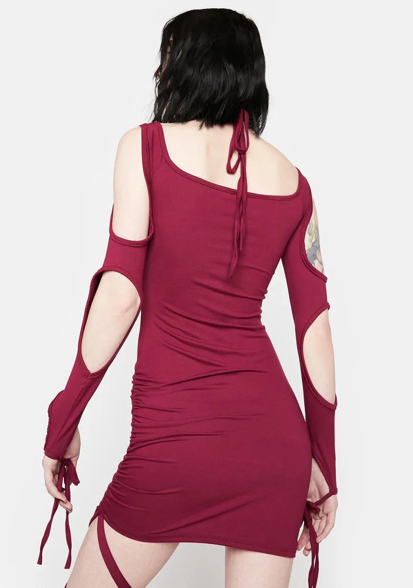 Bordeaux Hurry Back Soon Mini Dress