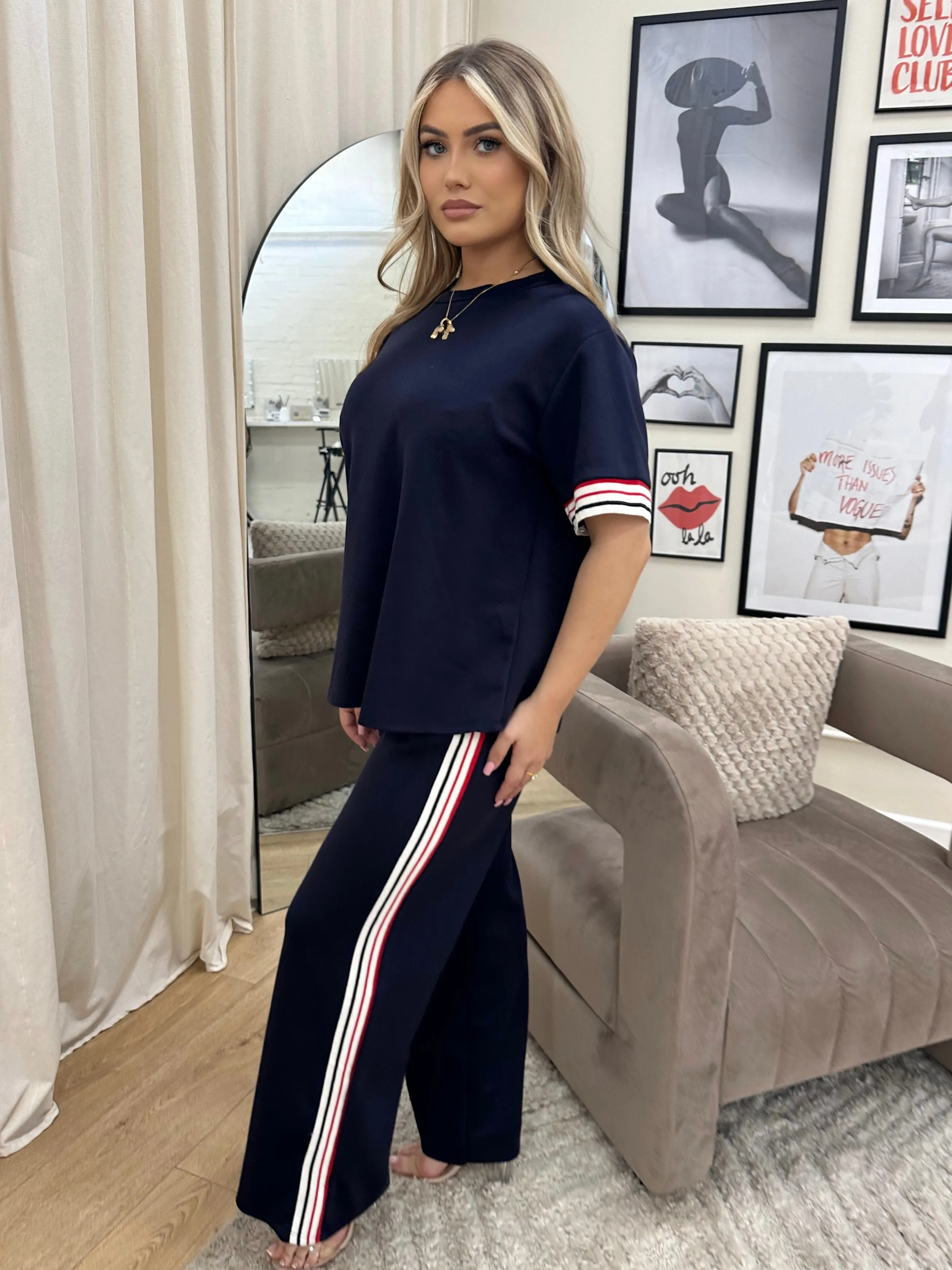 BUNNY NAVY STRIPE LOUNGE SET