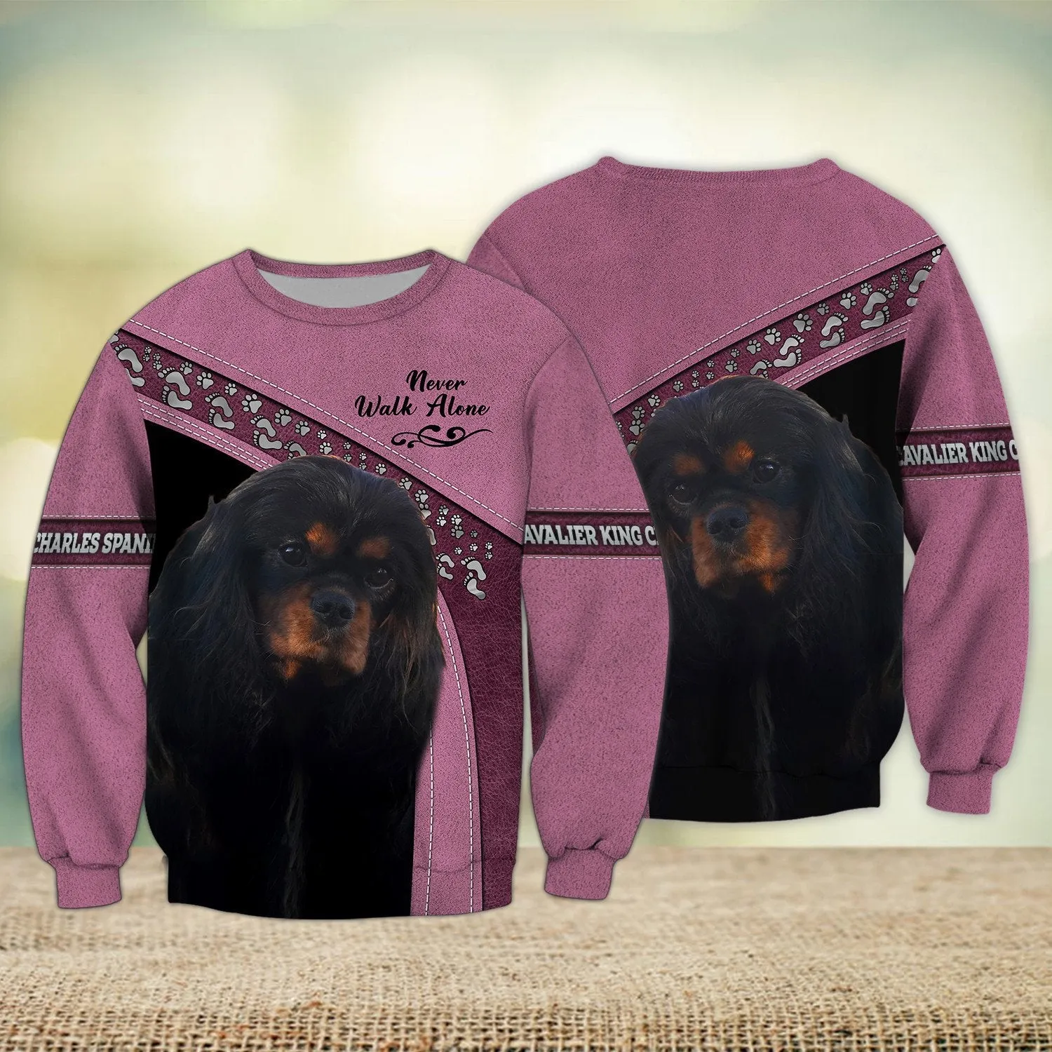 Cavalier King Charles Spaniel Multicolor Option Love Never Walk Alone 3D Full Print Sweatshirt Xmas Shirts