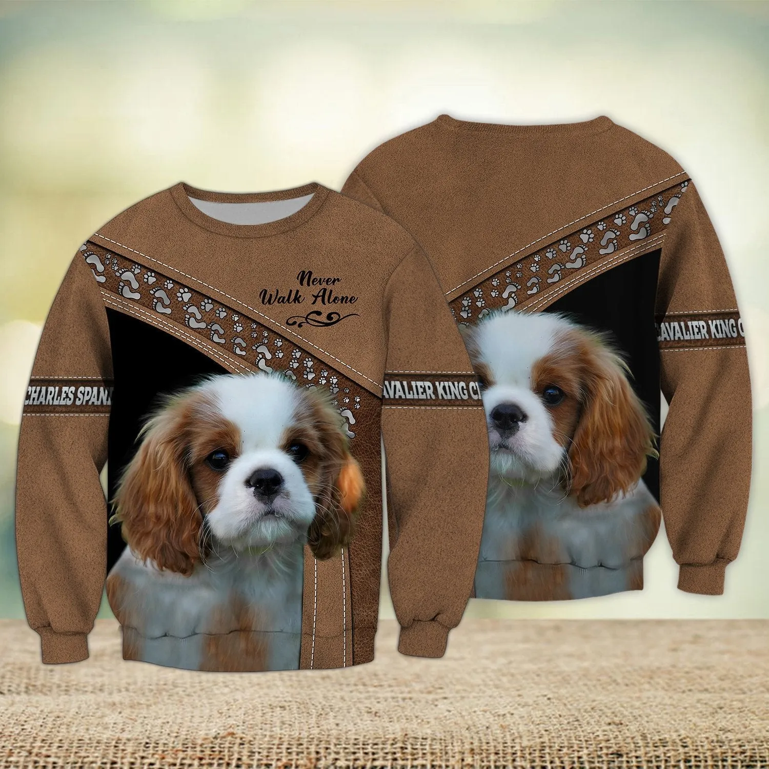 Cavalier King Charles Spaniel Multicolor Option Love Never Walk Alone 3D Full Print Sweatshirt Xmas Shirts