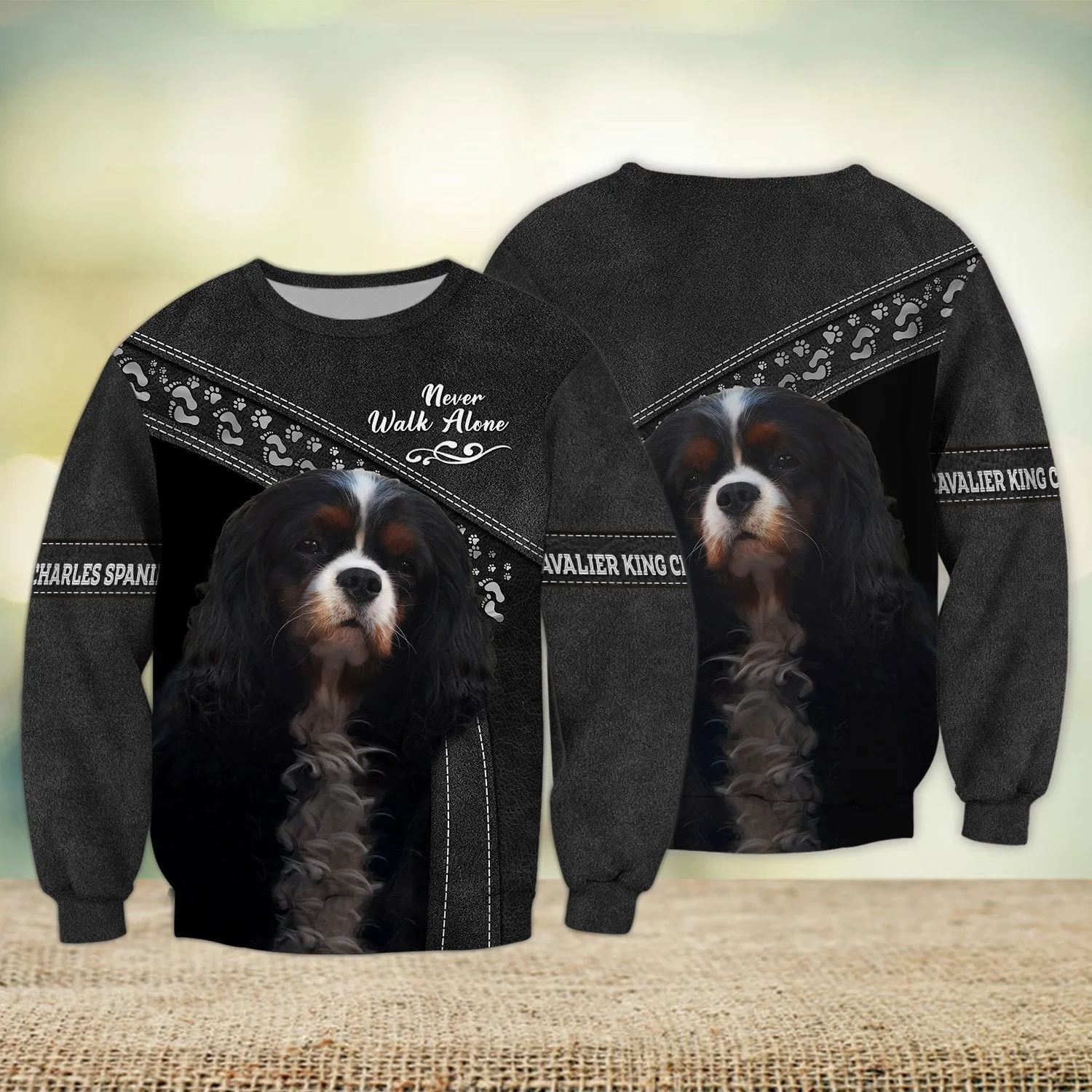 Cavalier King Charles Spaniel Multicolor Option Love Never Walk Alone 3D Full Print Sweatshirt Xmas Shirts