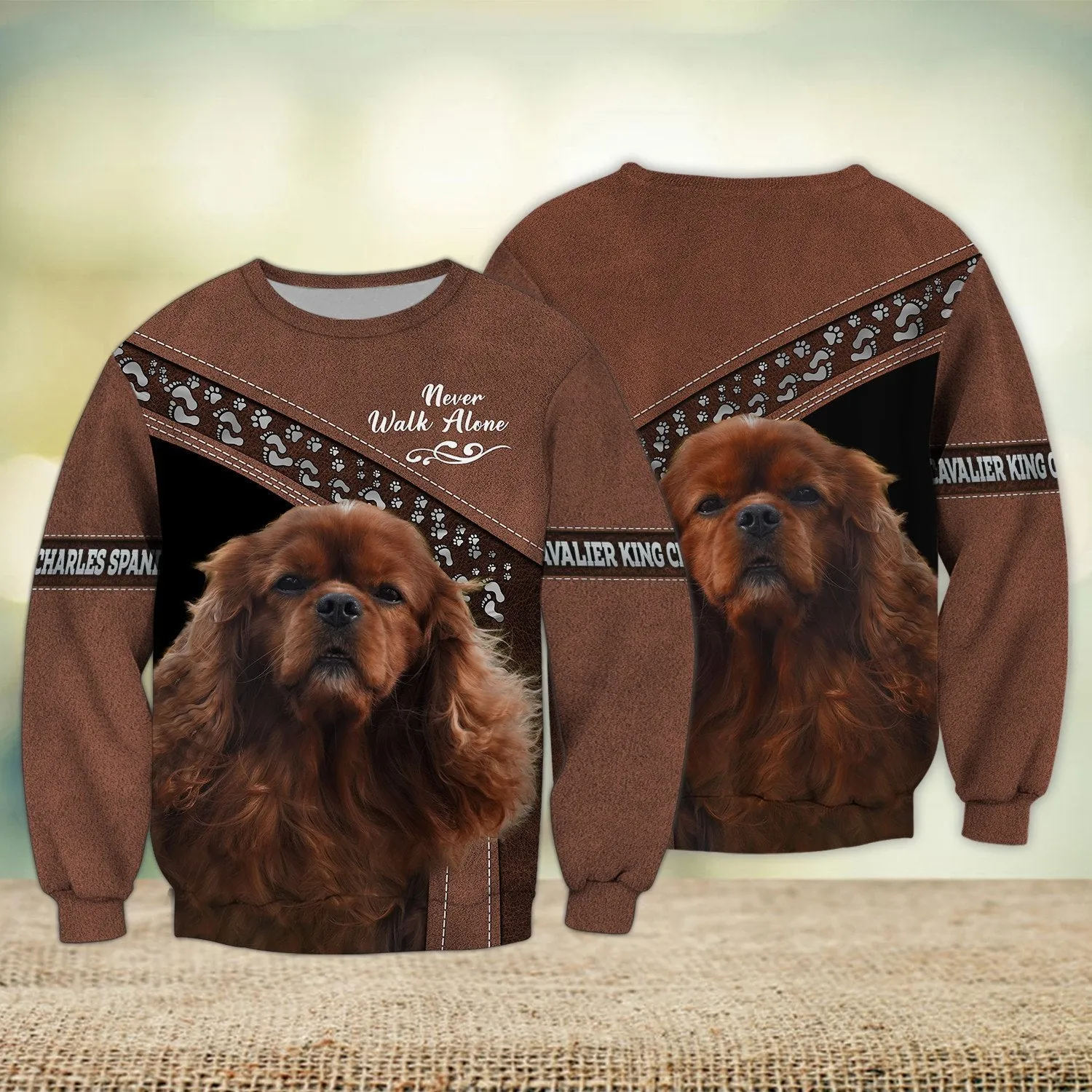 Cavalier King Charles Spaniel Multicolor Option Love Never Walk Alone 3D Full Print Sweatshirt Xmas Shirts