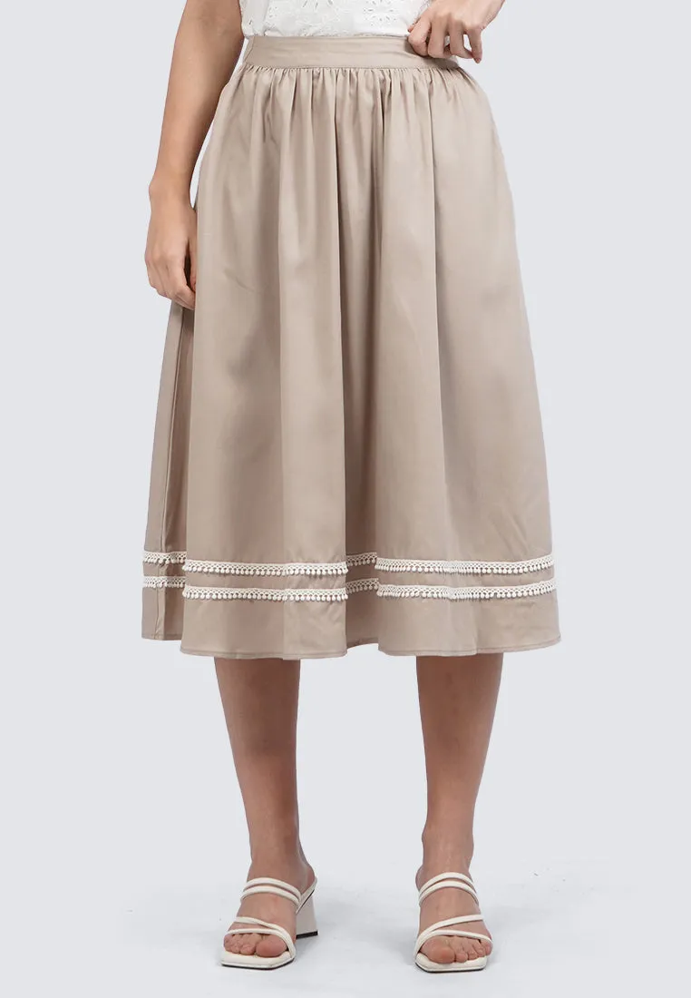 Contrast Details Midi Skirt