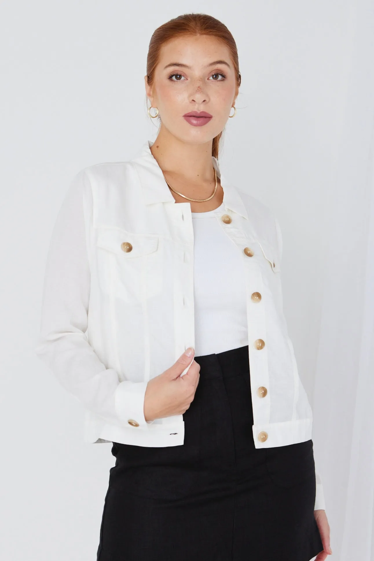 Cove Ivory Linen Casual Jacket