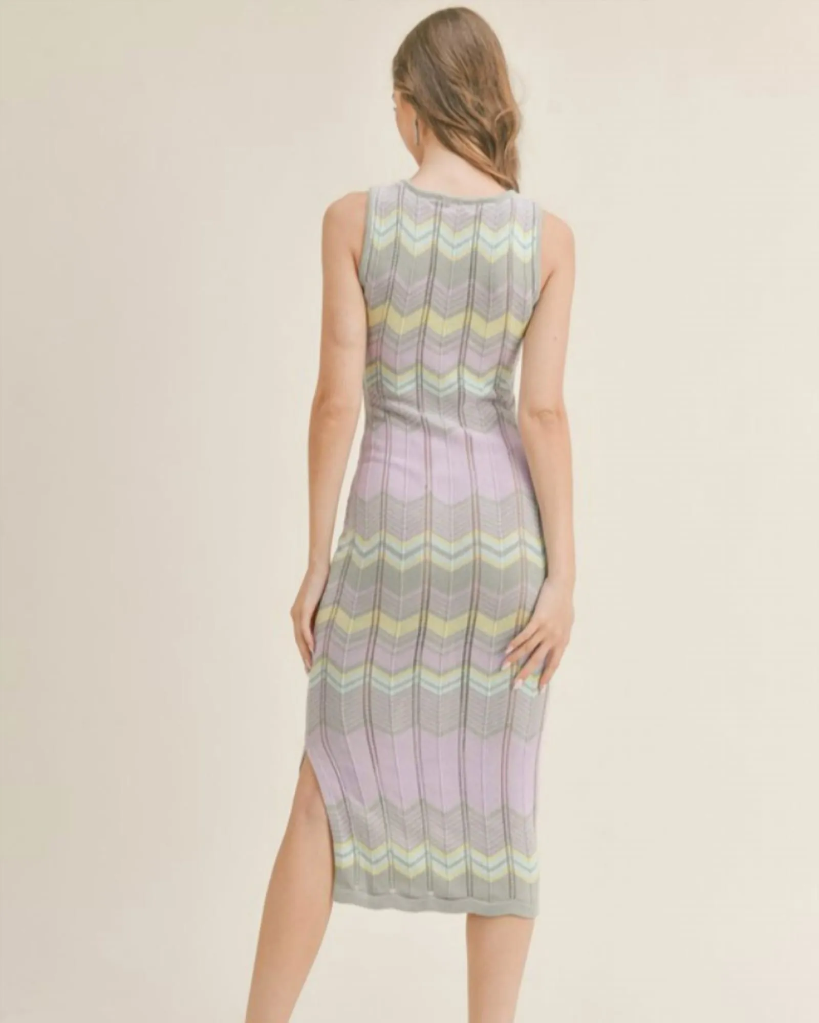 Crochet Knit Dress In Gray, Lavender, Yellow, Blue | Gray, Lavender, Yellow, Blue