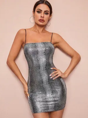 Crocodile Embossed Cami Bodycon Dress