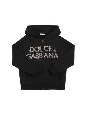 Dolce&amp;Gabbana   Logo print cotton zip-up hoodie 