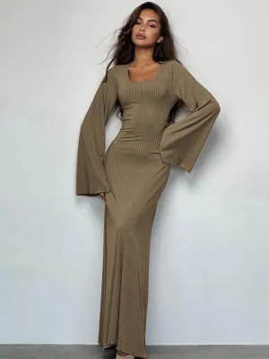 DressBetty - 2024 Elegant Bodycon Flare Sleeve Maxi Dress