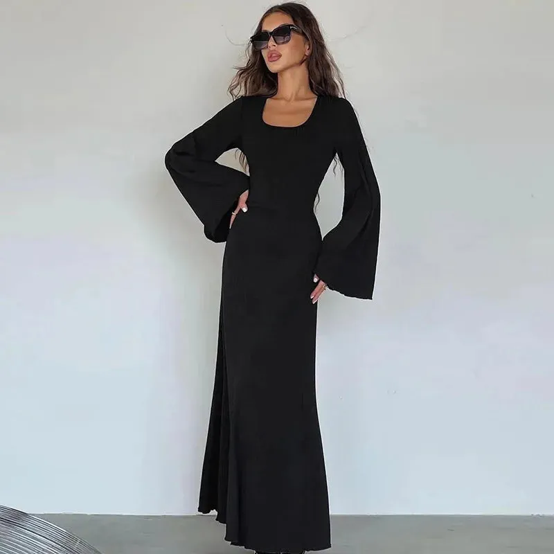 DressBetty - 2024 Elegant Bodycon Flare Sleeve Maxi Dress