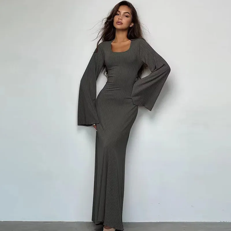 DressBetty - 2024 Elegant Bodycon Flare Sleeve Maxi Dress