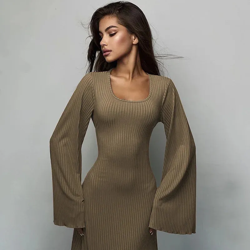 DressBetty - 2024 Elegant Bodycon Flare Sleeve Maxi Dress
