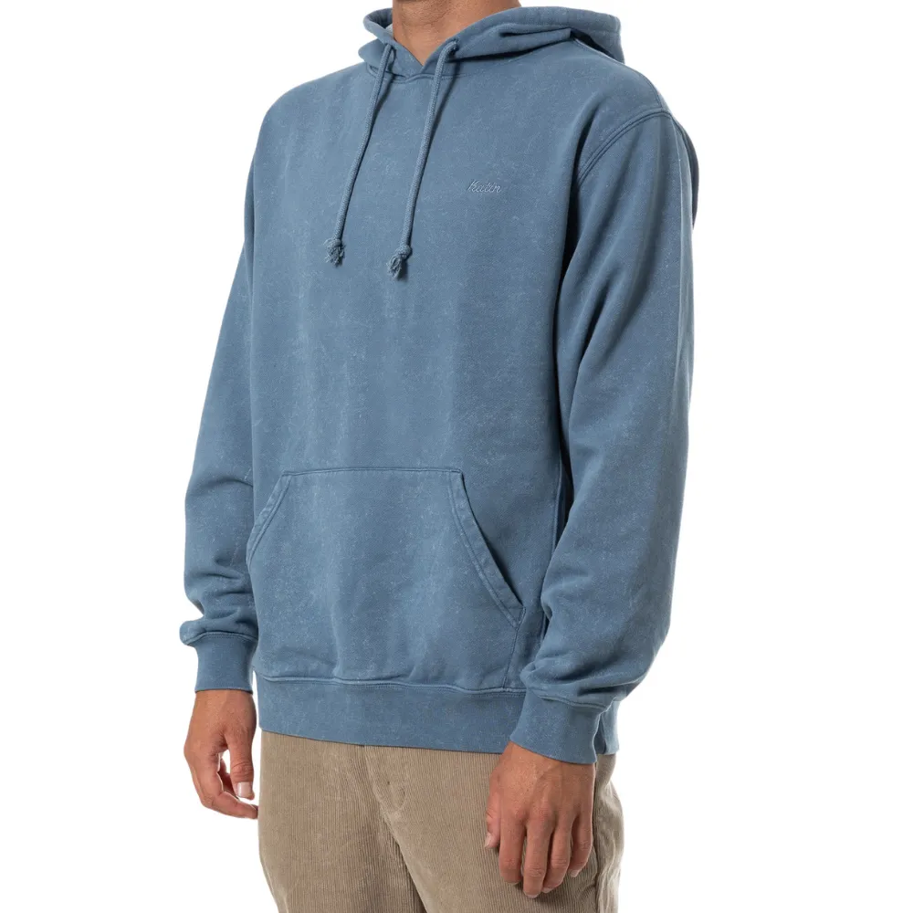 Embroidered Hood Fleece Hoodie Spring Blue Sand Wash