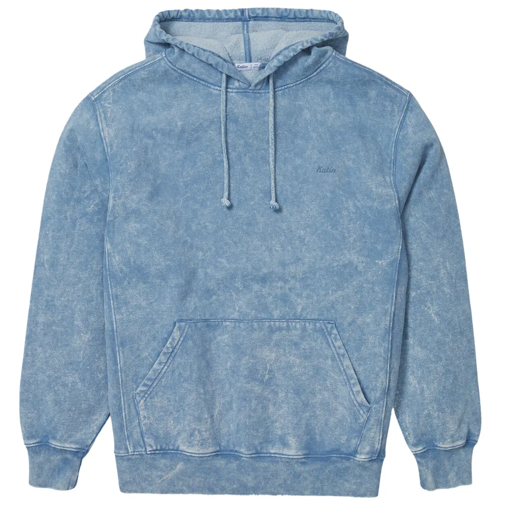 Embroidered Hood Fleece Hoodie Spring Blue Sand Wash