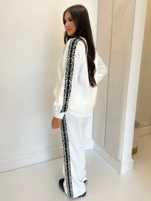 Felicity white leopard stripe tracksuit