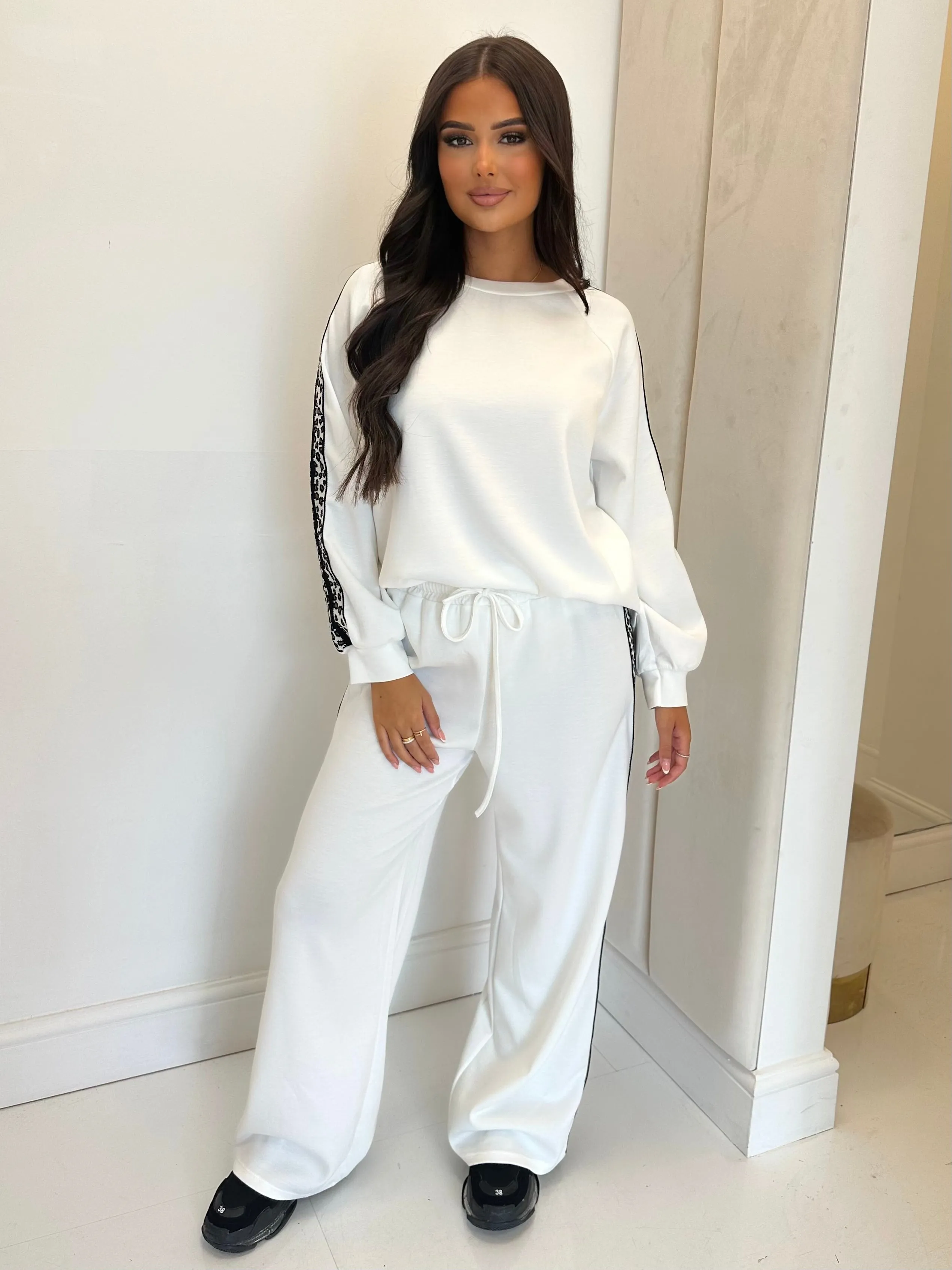 Felicity white leopard stripe tracksuit