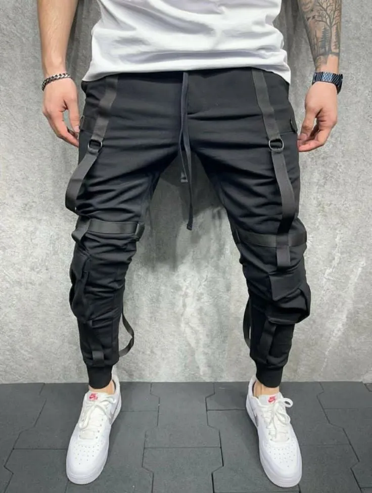 Funky Flap Pocket With Strip Deisgn Cargo Look Track Pant