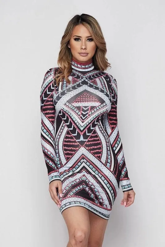 Geometric Print Bodycon Dress