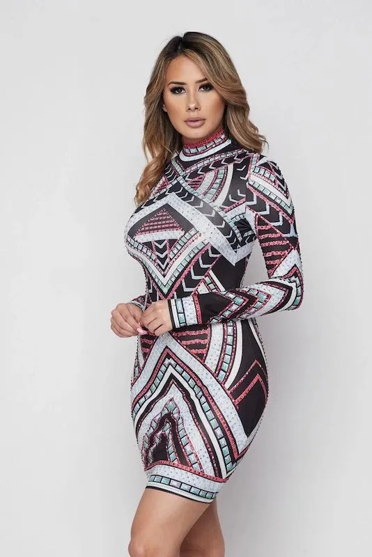 Geometric Print Bodycon Dress
