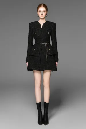 Gigi Peplum V-Neck Tweed Jacket