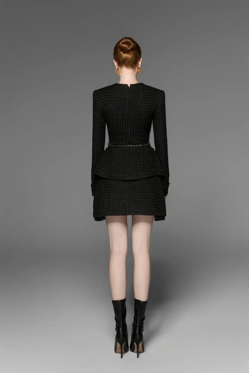 Gigi Peplum V-Neck Tweed Jacket