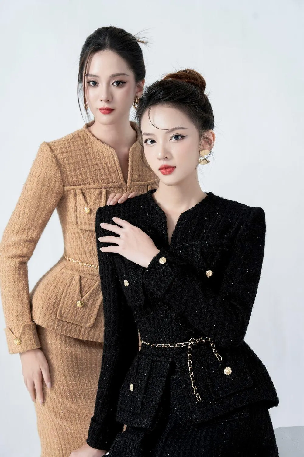 Gigi Peplum V-Neck Tweed Jacket