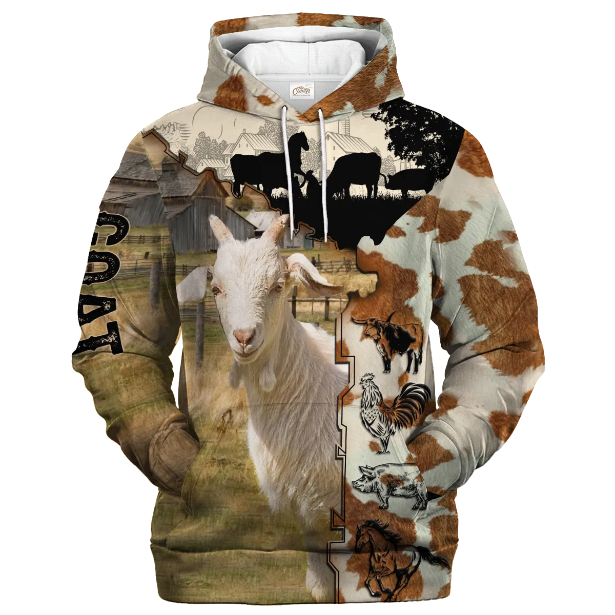 Goat Fur Pattern On The Farm Hoodie, 3D All Over Print Hoodie Men Women Farmer Hoodie