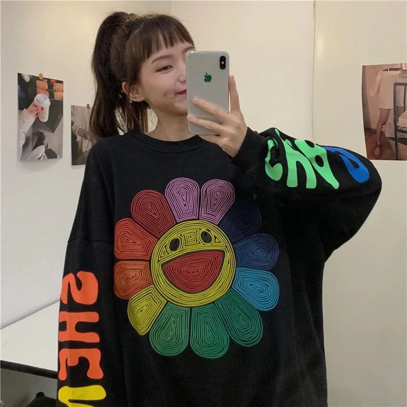 Harajuku Rainbow Sunflower Hoodie