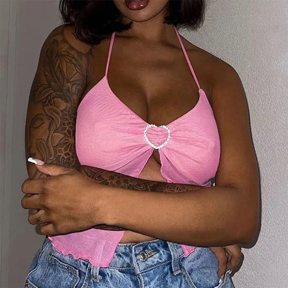 Heart Buckle Y2K Halter Top