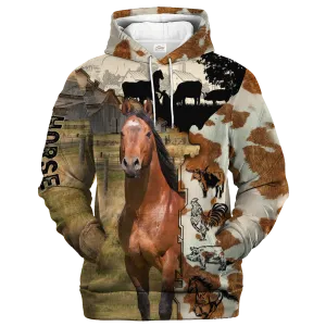 Horse Fur Pattern On The Farm Hoodie, Horse Hoodie, Gift For Horse Lover