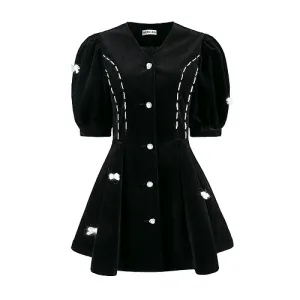 Hèrlian Butterfly Corduroy Dress Black
