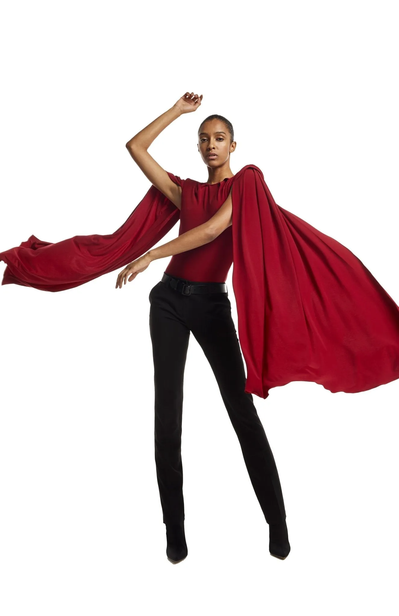 Hydra | Stunning Poise: Dramatic Cape Sleeve Bodysuit