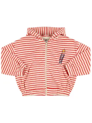 Jellymallow   Striped cotton blend zip hoodie 