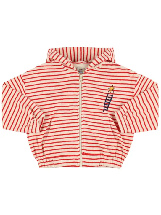 Jellymallow   Striped cotton blend zip hoodie 