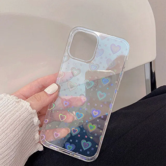 Korea Holographic Hearts iPhone Case