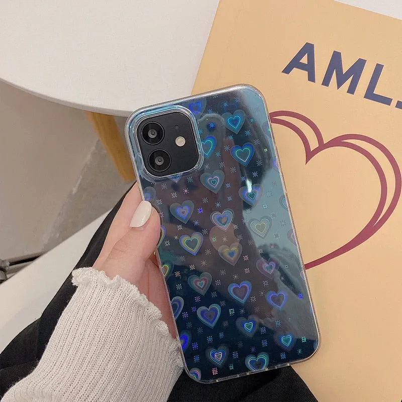 Korea Holographic Hearts iPhone Case
