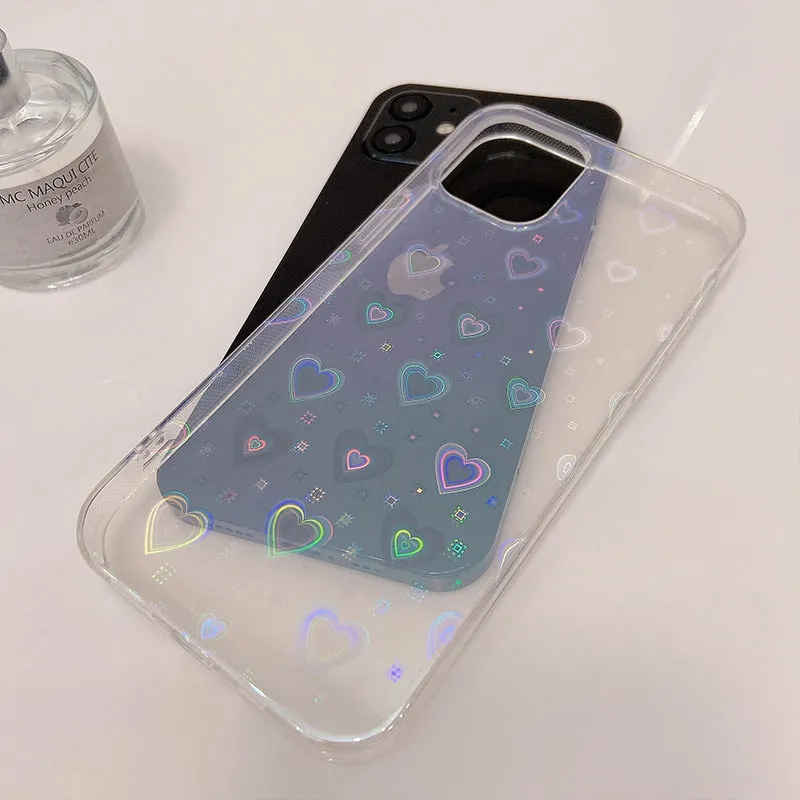 Korea Holographic Hearts iPhone Case